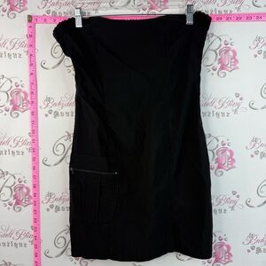 Tight rope dress strapless Black Strapless Mini Dress with Utility Pocket -
